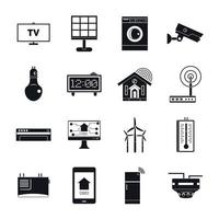 Smart-Home-Haus-Icons gesetzt, einfacher Stil vektor