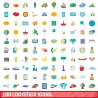 100 Logistik-Icons gesetzt, Cartoon-Stil vektor