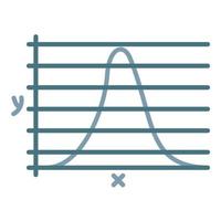 Glockenkurve auf Diagrammlinie zweifarbiges Symbol vektor