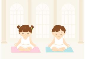 Freie Kinder Praktiken Yoga Vektor