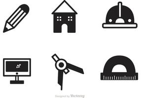 Schwarze Architektur Werkzeuge Icons Vector