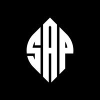 SAP-Kreis-Buchstaben-Logo-Design mit Kreis- und Ellipsenform. sap ellipsenbuchstaben mit typografischem stil. Die drei Initialen bilden ein Kreislogo. SAP-Kreis-Emblem abstrakter Monogramm-Buchstaben-Markenvektor. vektor