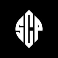scp-Kreisbuchstaben-Logo-Design mit Kreis- und Ellipsenform. scp Ellipsenbuchstaben mit typografischem Stil. Die drei Initialen bilden ein Kreislogo. scp-Kreis-Emblem abstrakter Monogramm-Buchstaben-Markierungsvektor. vektor