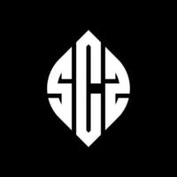 scz-Kreisbuchstabe-Logo-Design mit Kreis- und Ellipsenform. sc Ellipsenbuchstaben mit typografischem Stil. Die drei Initialen bilden ein Kreislogo. scz-Kreis-Emblem abstrakter Monogramm-Buchstaben-Markierungsvektor. vektor