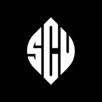 scv-Kreisbuchstaben-Logo-Design mit Kreis- und Ellipsenform. scv ellipsenbuchstaben mit typografischem stil. Die drei Initialen bilden ein Kreislogo. scv-Kreis-Emblem abstrakter Monogramm-Buchstaben-Markierungsvektor. vektor