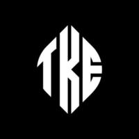 tke-Kreis-Buchstaben-Logo-Design mit Kreis- und Ellipsenform. tke Ellipsenbuchstaben mit typografischem Stil. Die drei Initialen bilden ein Kreislogo. tke Kreisemblem abstrakter Monogramm-Buchstabenmarkierungsvektor. vektor