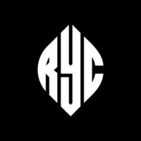 ryc-Kreis-Buchstaben-Logo-Design mit Kreis- und Ellipsenform. ryc ellipsenbuchstaben mit typografischem stil. Die drei Initialen bilden ein Kreislogo. ryc-Kreis-Emblem abstrakter Monogramm-Buchstaben-Markierungsvektor. vektor