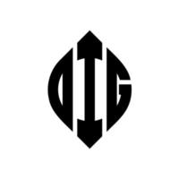 oig-Kreis-Buchstaben-Logo-Design mit Kreis- und Ellipsenform. oig Ellipsenbuchstaben mit typografischem Stil. Die drei Initialen bilden ein Kreislogo. oig-Kreis-Emblem abstrakter Monogramm-Buchstaben-Markenvektor. vektor