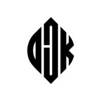 ojk cirkelbokstavslogotypdesign med cirkel och ellipsform. ojk ellipsbokstäver med typografisk stil. de tre initialerna bildar en cirkellogotyp. ojk cirkel emblem abstrakt monogram bokstav märke vektor. vektor