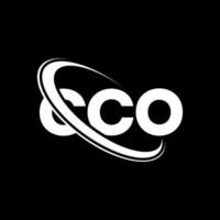 cco-Logo. cco-Brief. cco-Buchstaben-Logo-Design. cco-Initialen, verbunden mit einem Kreis und einem Monogramm-Logo in Großbuchstaben. cco typografie für technologie-, geschäfts- und immobilienmarke. vektor