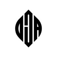 Oja-Kreis-Buchstaben-Logo-Design mit Kreis- und Ellipsenform. oja Ellipsenbuchstaben mit typografischem Stil. Die drei Initialen bilden ein Kreislogo. Oja-Kreis-Emblem abstrakter Monogramm-Buchstaben-Markenvektor. vektor