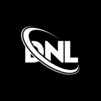 dnl logotyp. dnl brev. dnl bokstavslogotypdesign. initialer dnl logotyp länkad med cirkel och versaler monogram logotyp. dnl typografi för teknik, företag och fastighetsmärke. vektor