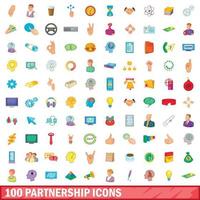 100 Partnerschaftssymbole im Cartoon-Stil vektor