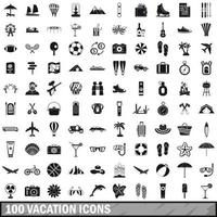 100 Urlaubssymbole im einfachen Stil vektor