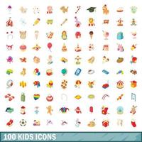 100 Kinder-Icons-Set, Cartoon-Stil vektor