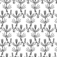 nahtloses botanisches Schwarzweiss-Muster. hand gezeichnete blumenillustration. vektor