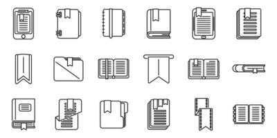 Lesezeichen-Symbol Umrissvektor. Wörterbuch Buch vektor