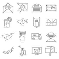 Post-Service-Icons Set, flacher Stil vektor