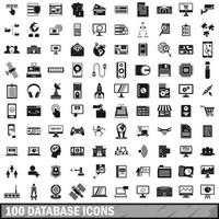100 Datenbanksymbole gesetzt, einfacher Stil