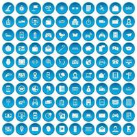 100 Telefonsymbole blau gesetzt vektor