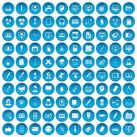 100 Webdesign-Icons blau gesetzt vektor