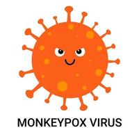 Cartoon-Affenpocken-Symbol mit Viruszellen. Affenpockenvirus oder Affenpockenkonzept. Gesundheitssicherheitskonzept. das Virus gehört zur Gattung Orthopoxvirus in der Familie Poxviridae. vektor