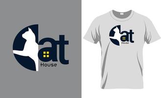 cat house t-shirt design vektor