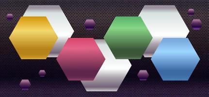 sexkantig geometrisk abstrakt metall bakgrund med ljus. illustration vektor