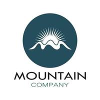 minimalistisk berg och sol logotyp design i platta färger packad med moderna koncept vektorillustration vektor