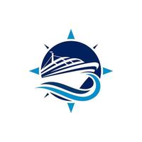 Kreuzfahrtschiff-Logo-Design-Vektorvorlagen vektor