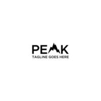 Peak-Mountain-Logo-Design. einzigartiges Logo-Wortmarken-Logo-Design. vektor