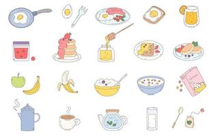 Frühstücks-Doodle-Set vektor