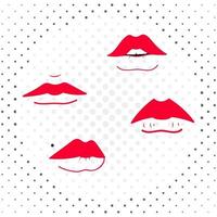 Satz rote weibliche Lippen. Vektor-Illustration. vektor