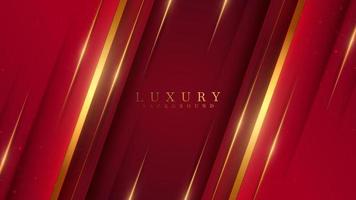 roter abstrakter luxushintergrund mit goldlinienelement und glitzerlichteffektdekoration. vektor