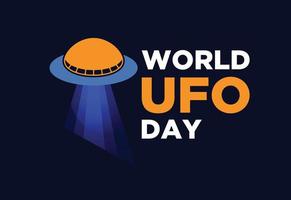 glad världens ufo-dag. ufo flygande rymdskepp. vektor illustration.
