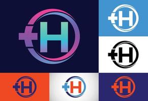 Anfangsmonogramm h in einem Kreis mit Kreuz plus. medizinisches Logo. logo für apotheke, klinikgeschäft. vektor