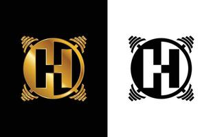 initial h monogram alfabet med en skivstång. lyft vektor logotyp design. modern vektorlogotyp för bodybuilding, gym, fitnessklubb, företag och företagsidentitet