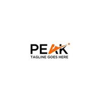 Peak-Mountain-Logo-Design. einzigartiges Logo-Wortmarken-Logo-Design. vektor