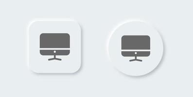 Computer solide Ikone im neomorphen Designstil. Desktop-Monitor Zeichen Vektor-Illustration. vektor