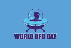 glad världens ufo-dag. ufo flygande rymdskepp. vektor illustration.
