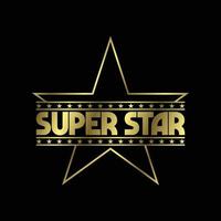 goldenes Superstar-Text-Logo-Zeichensymbol. Vektor-Illustration Grafikelement auf dem dunklen Hintergrund