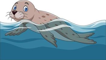 tecknade sjölejon simmar i havet vektor