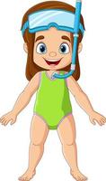 Cartoon kleines Mädchen mit Schnorchelausrüstung vektor