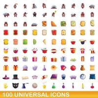 100 universelle Symbole im Cartoon-Stil vektor