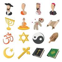 verschiedene religionen cartoon-symbole gesetzt