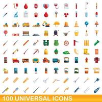 100 universelle Symbole im Cartoon-Stil vektor