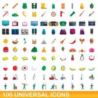 100 universelle Symbole im Cartoon-Stil vektor