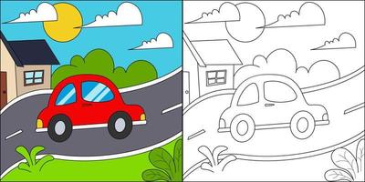 auto auf der autobahn geeignet für kinderfarbseite vektorillustration vektor