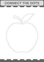 Verbinde die Punkte Apfel. Arbeitsblatt für Kinder vektor