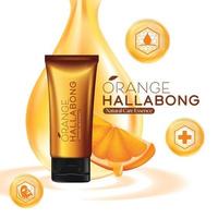 jeju island orange hallabong vitamin serum fukt hudvård kosmetika. vektor